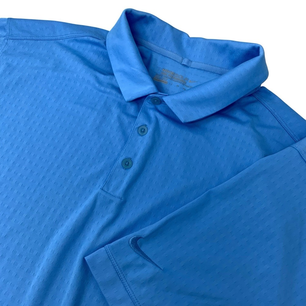 Nike Golf Tour Performance Dri-FIT Polo Shirt Mens 2XL Blue Textured Short Slv